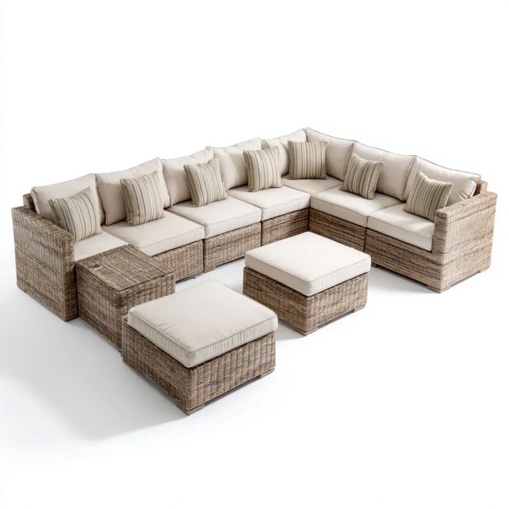 Divano angolare da esterno in rattan 260x80x65 cm - Beige