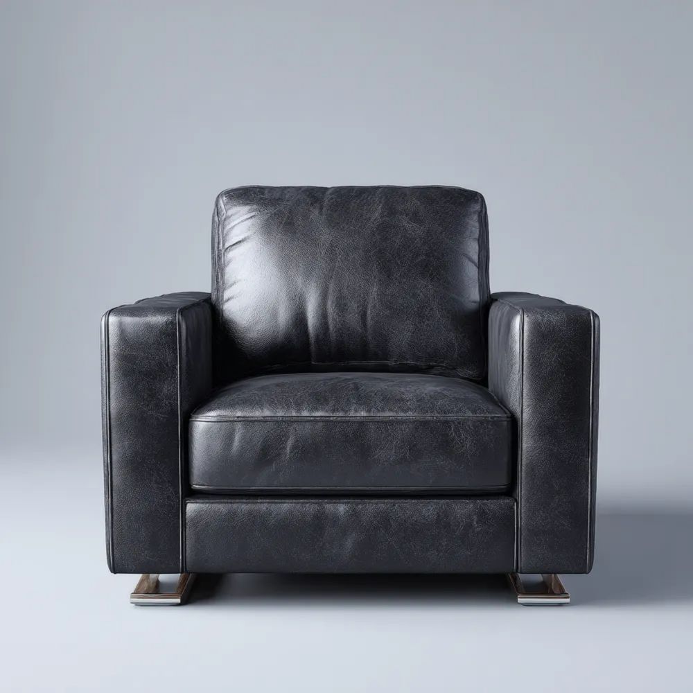 Poltrona in Pelle 85x90x75 cm - Nero - Design Moderno