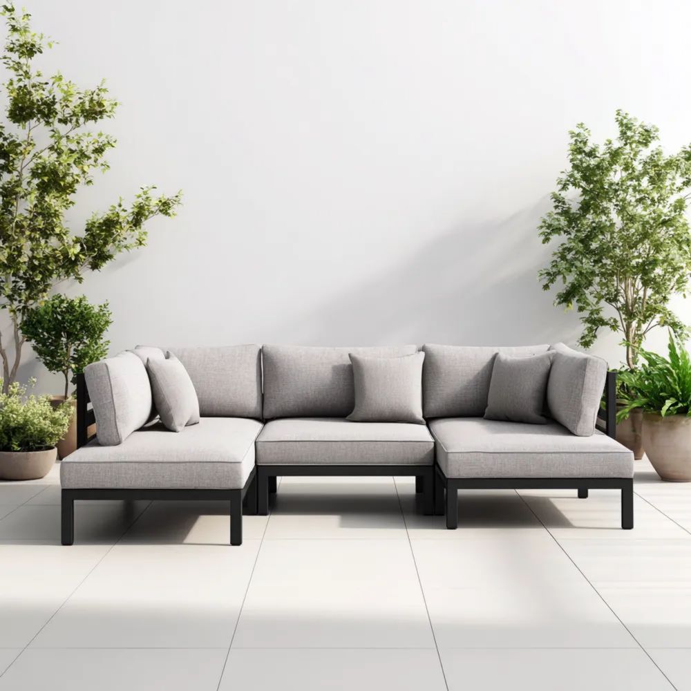 Set Divano Angolare da Esterno 250x75x64 cm - Tessuto Grigio Chiaro - Design Moderno