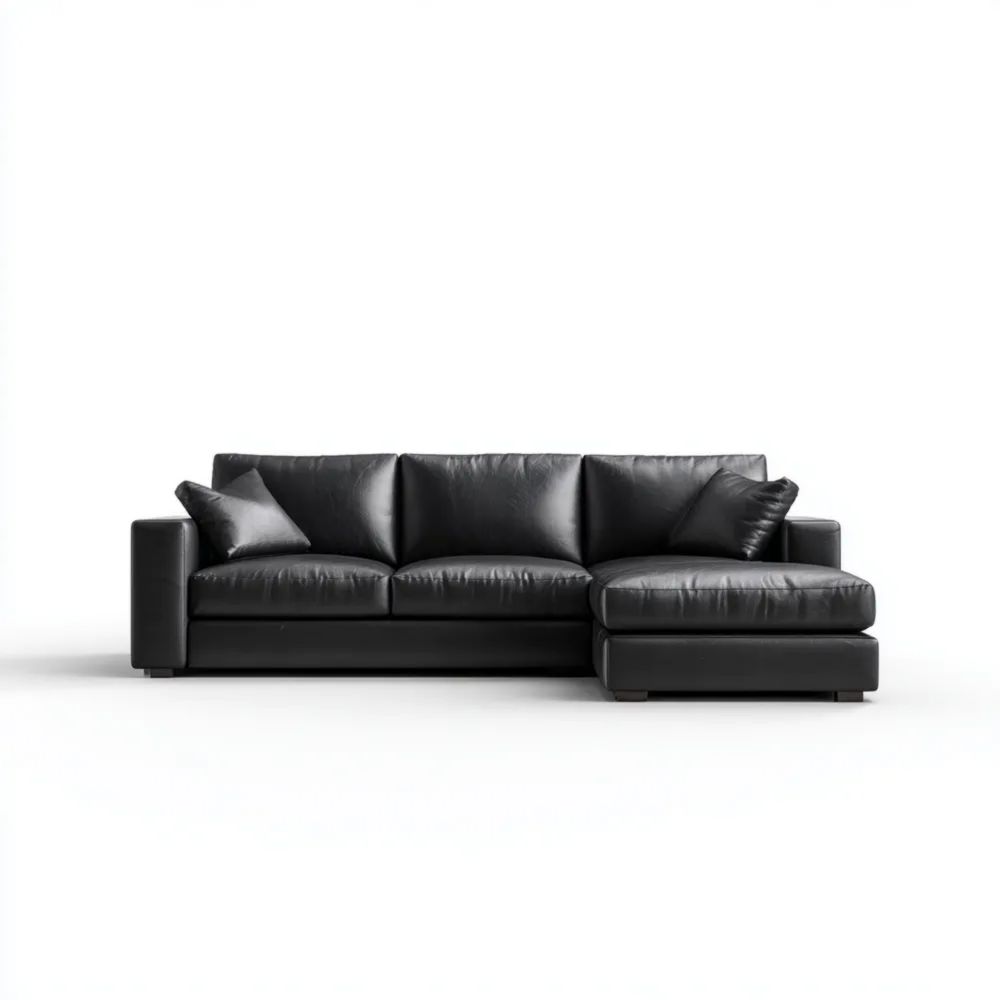 Divano ad angolo in pelle 250x90x85 cm - Nero - Design moderno