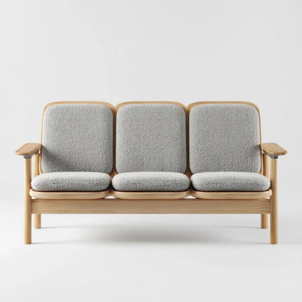 Divano a tre posti 180x75x85 cm in legno tessuto Grigio moderno