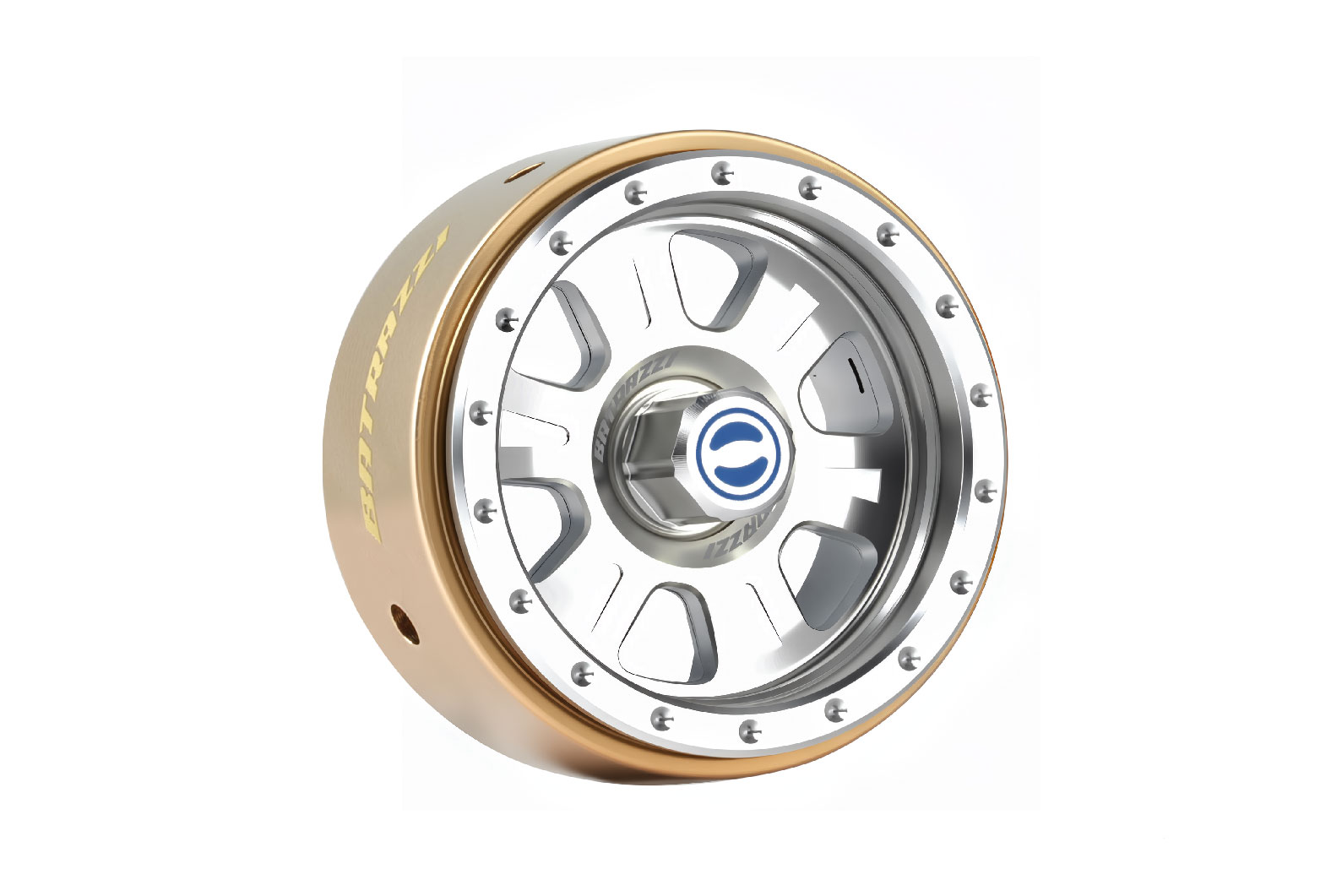 BATRAZZI Aluminum 1.2" Rogue Beadlock Wheels Silver with bold blue accents (2pcs)