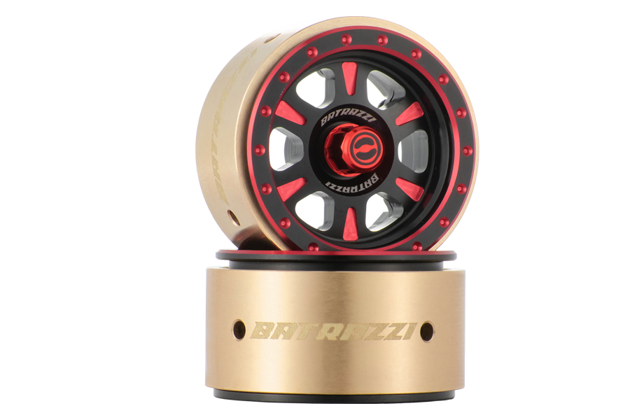 BATRAZZI 1.0” Rogue Beadlock Wheels Black with bold red accents (2pcs)