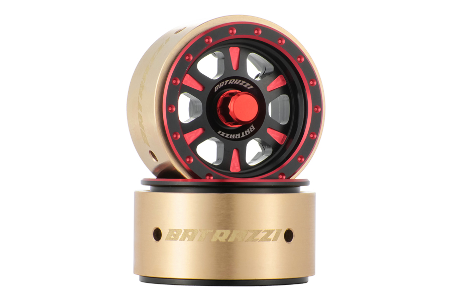 BATRAZZI 1.0” Rogue Beadlock Wheels Black with bold red accents (2pcs)