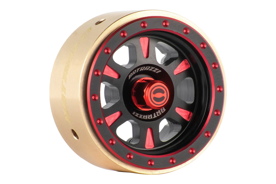 BATRAZZI 1.0” Rogue Beadlock Wheels Black with bold red accents (2pcs)