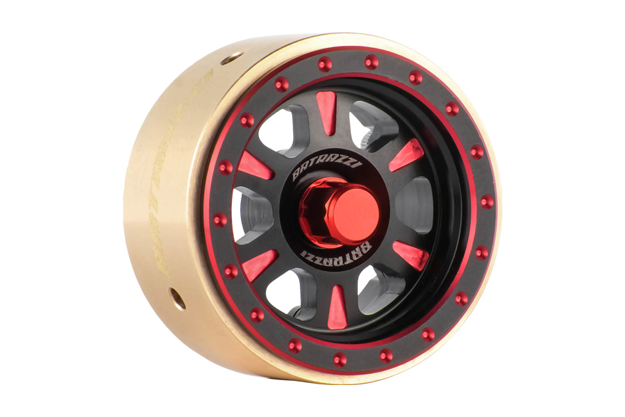 BATRAZZI 1.0” Rogue Beadlock Wheels Black with bold red accents (2pcs)