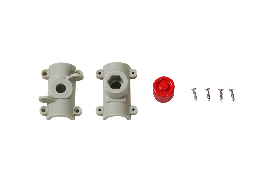 Gray RC model connectors with red cap and screws for assembly
