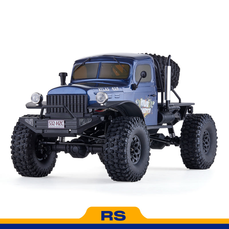ROCHOBBY 1:10 Atlas 4x4 Off-Road Truck RS in blue, featuring large tires and off-road details.