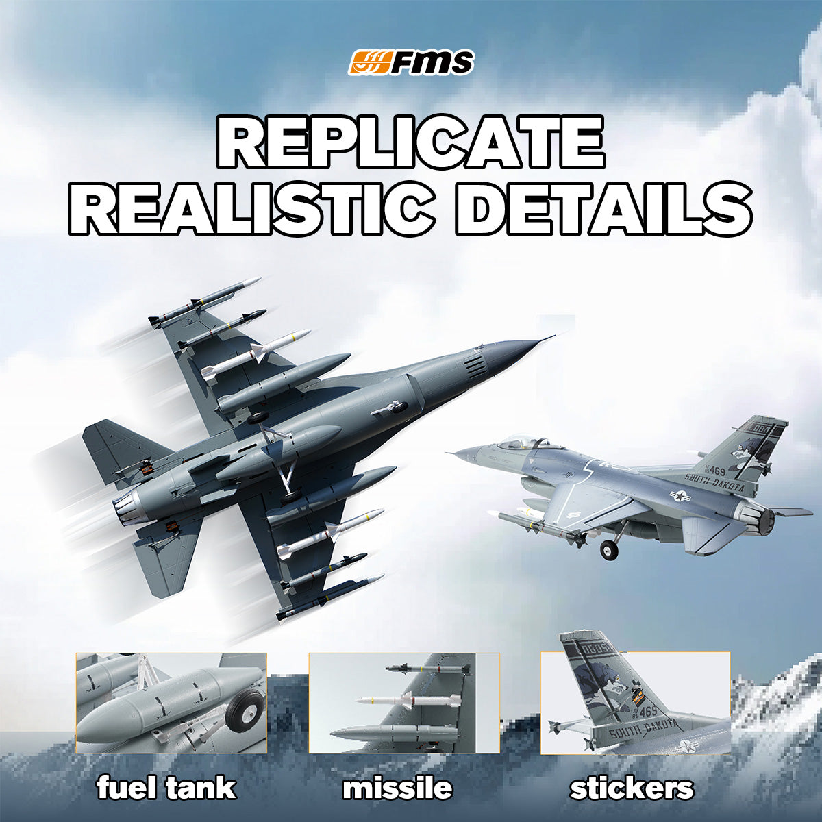 F-16 Fighting Falcon RC Jet | 64mm EDF PNP or RTF Model – FMS Hobby