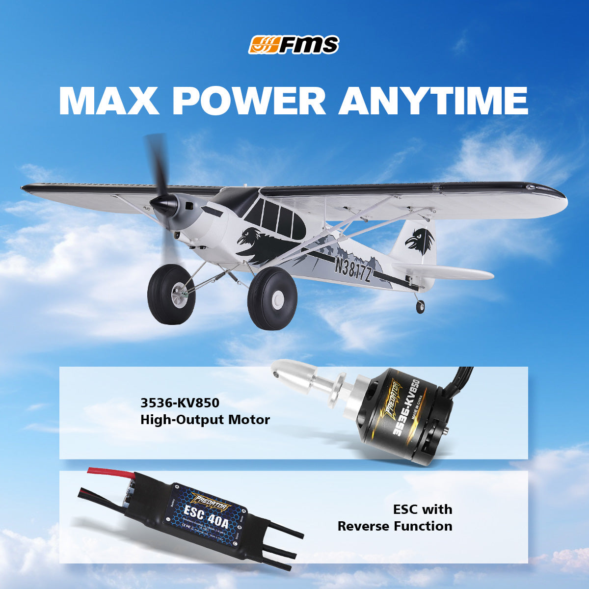 1300mm PA-18 Super Cub | STOL RC Plane w/ Reflex V3 – FMS Hobby