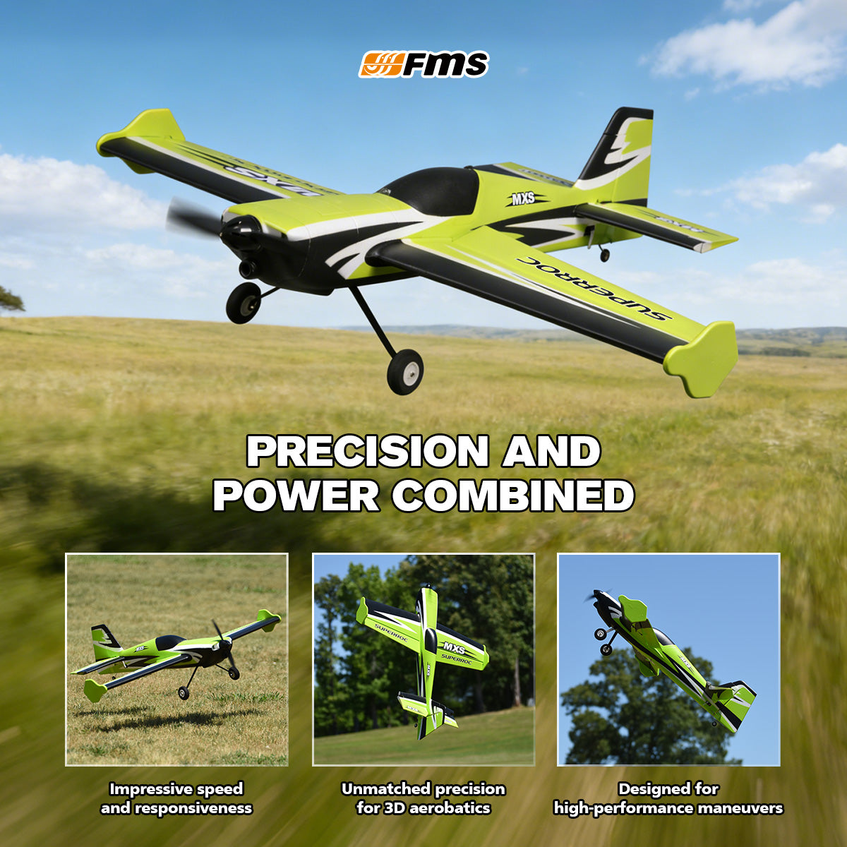 1100mm MXS V2 PNP 3D Aerobatic Plane | Green – FMS Hobby