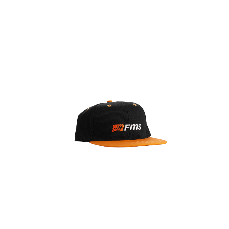 FMS black cap with orange brim and logo for RC enthusiasts