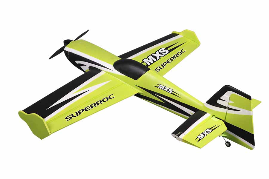 FMS 1100mm MXS V2 PNP green aerobatic RC plane with black and white stripes