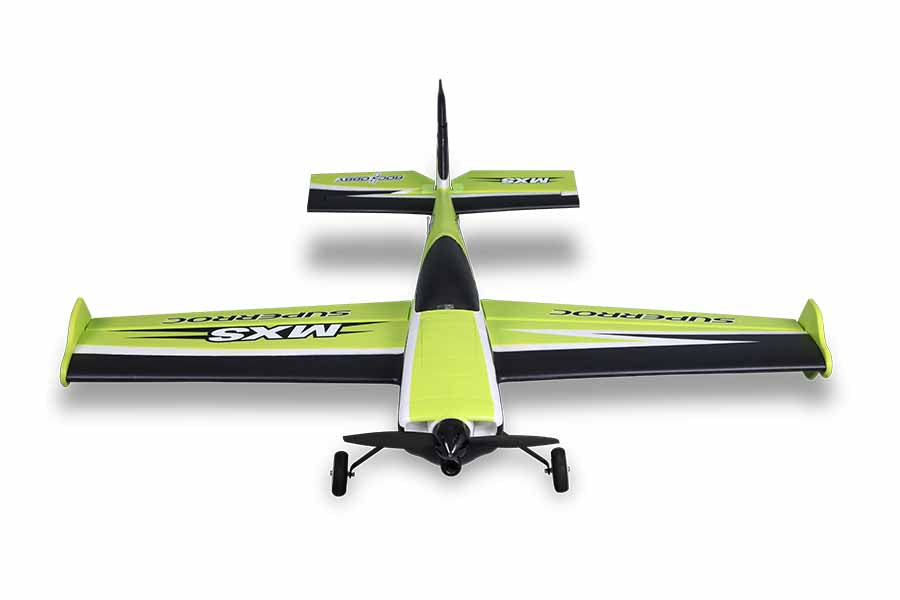 FMS 1100mm MXS V2 PNP Green RC airplane with 'MXS SUPER ROC' branding