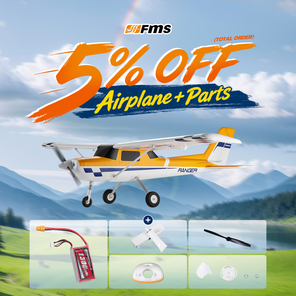 FMS 1220mm Ranger EP V2 With Reflex V3 RTF /  PNP