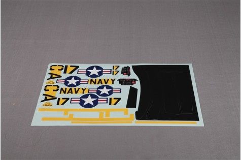 Yellow decal sheet for 1400mm T-28D with Navy and star designs.