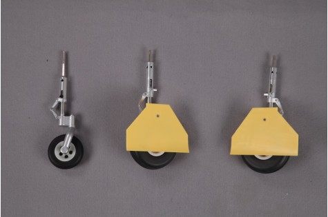 Yellow landing gear set for RC models with wheels and struts