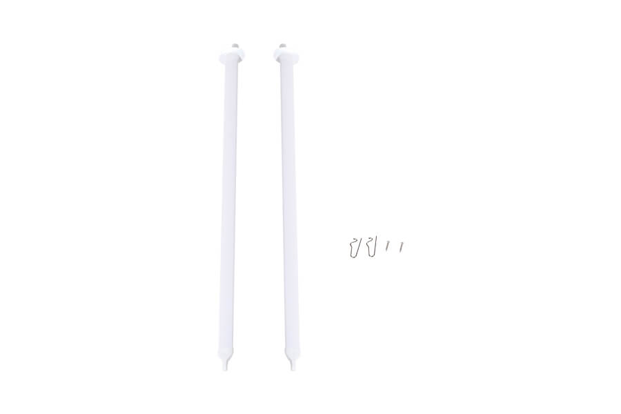 White 2000mm Beaver V2 RC plane wing struts with hardware.
