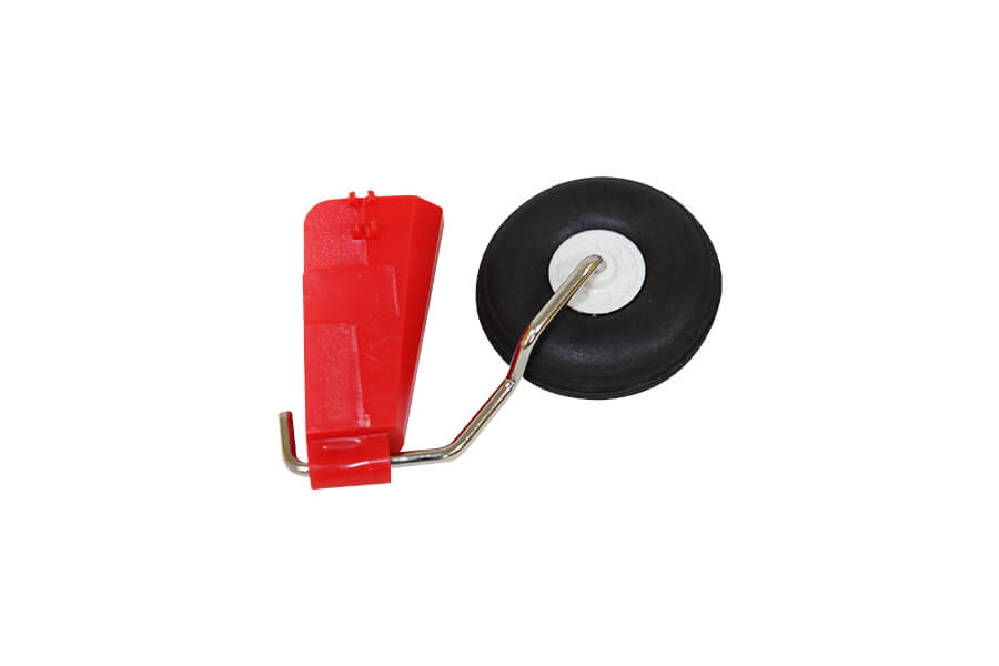 Pitts 1400mm V2 rear landing gear set with red mount and black wheel