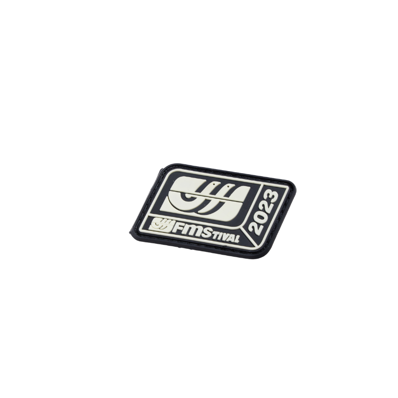 FMStival 2023 logo patch with black border design