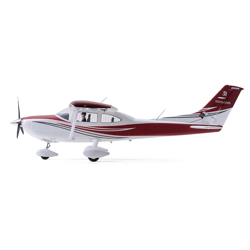 Cessna 182 PNP model RC airplane in red and white side view