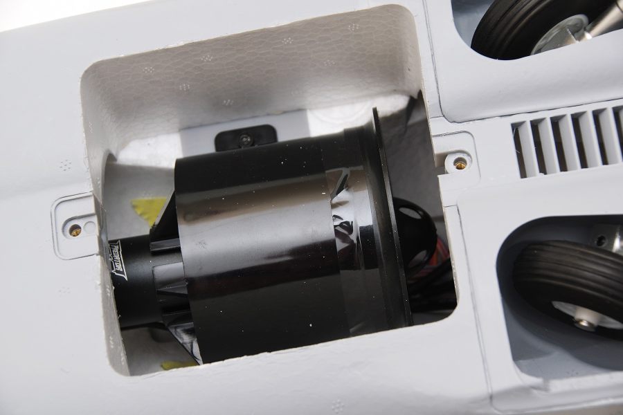 FMS 70mm EDF V2 ducted fan unit with KV1900 motor inside F-18F jet