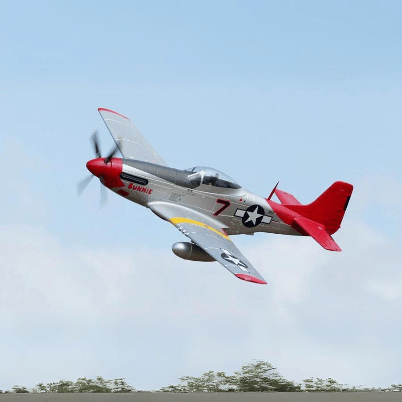 FMS 1700mm P-51D Red Tail Mustang in flight with realistic paint details