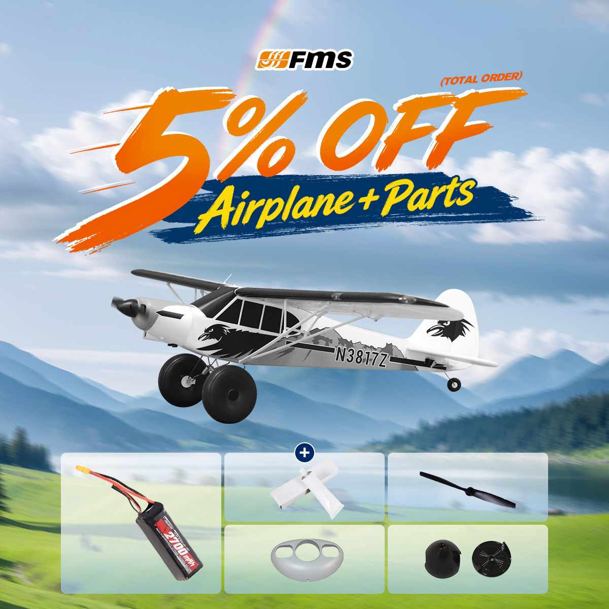 FMS 1700mm PA-18 Super Cub V2 RTF / PNP
