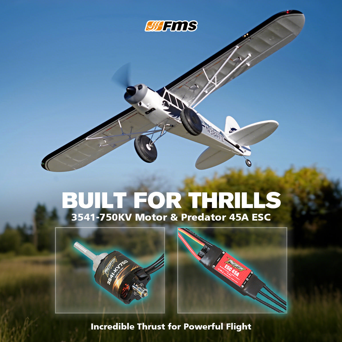 1700mm PA-18 Super Cub V2 | STOL RC Plane RTF/PNP – FMS Hobby