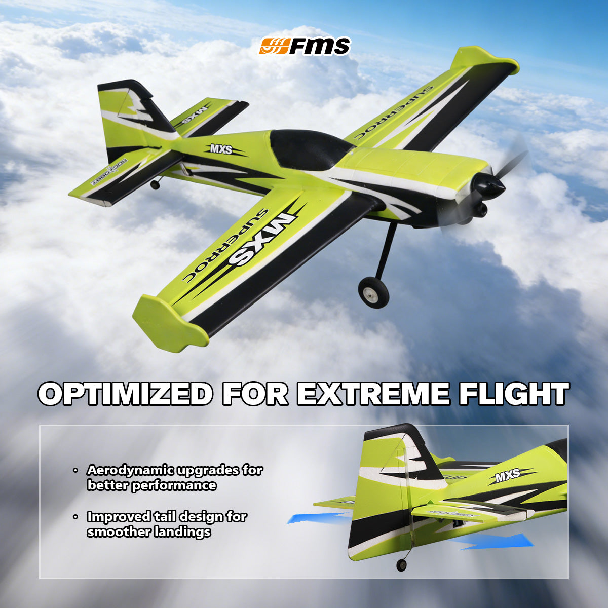 1100mm MXS V2 PNP 3D Aerobatic Plane | Green – FMS Hobby