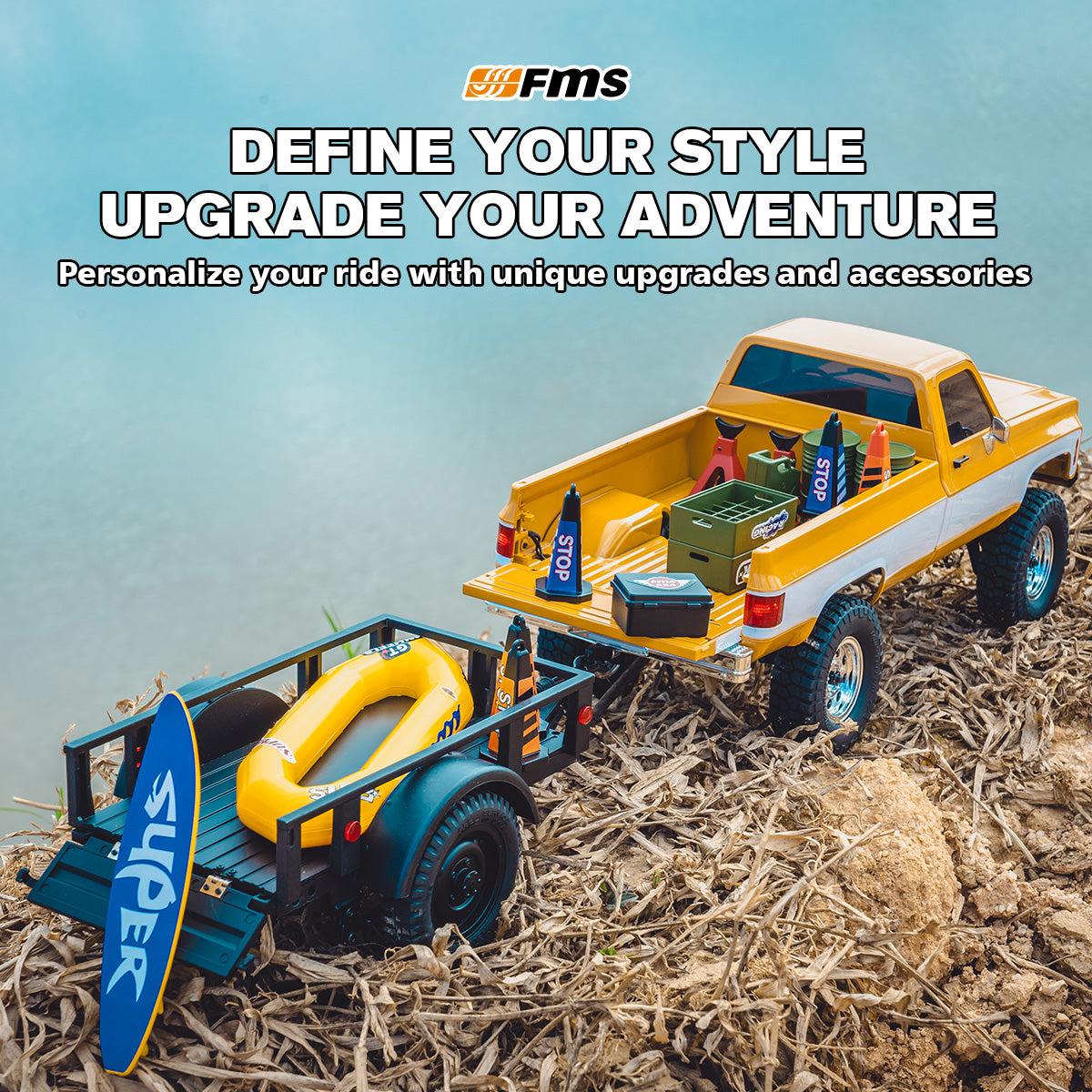 FCX18 Chevrolet K10 V2 | 1:18 Off-Road RC | Yellow & Red – FMS Hobby