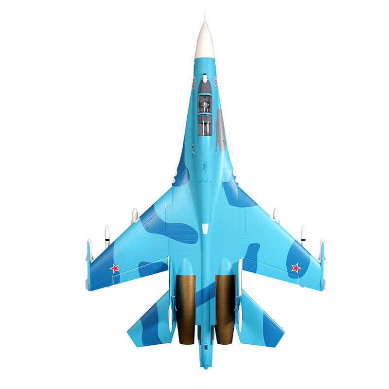 FMS Twin 70mm EDF SU-27 PNP RC airplane, blue camouflage jet model