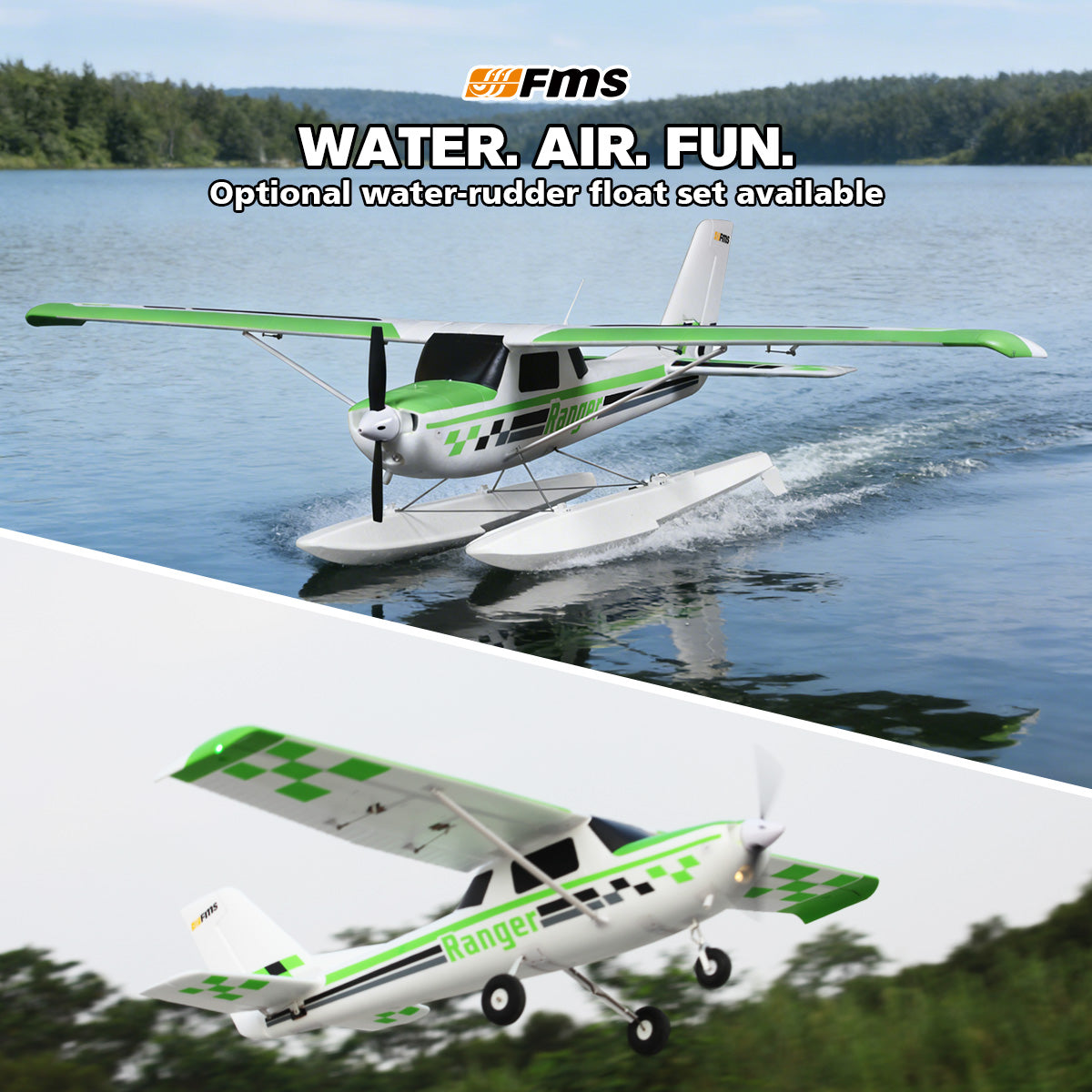 1800mm Ranger PNP RC Airplane | STOL Floats & Lights – FMS Hobby