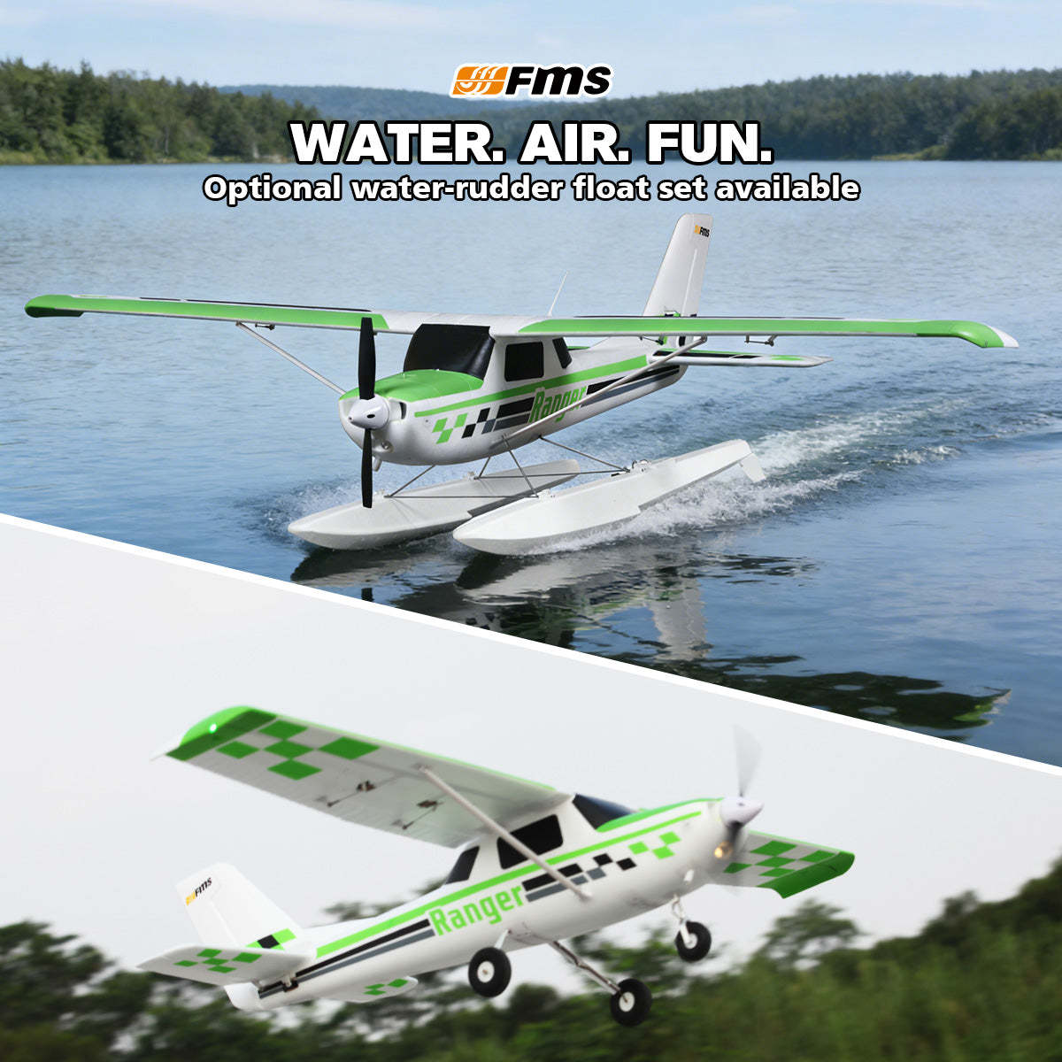 1800mm Ranger PNP RC Airplane | STOL Floats & Lights – FMS Hobby