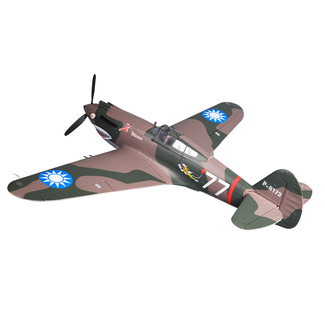 FMS 1400mm P-40B Warhawk Flying Tiger PNP RC airplane with shark teeth graphics and camouflage paint