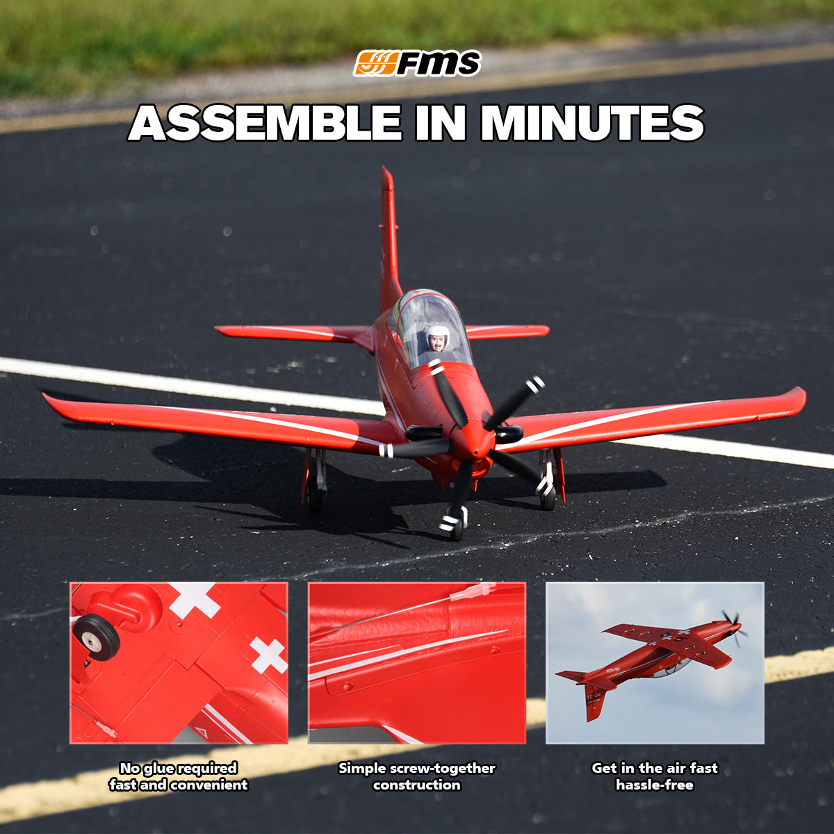 1100mm PC-21 PNP RC Plane | Retracts, Flaps, 5-Blade – FMS Hobby