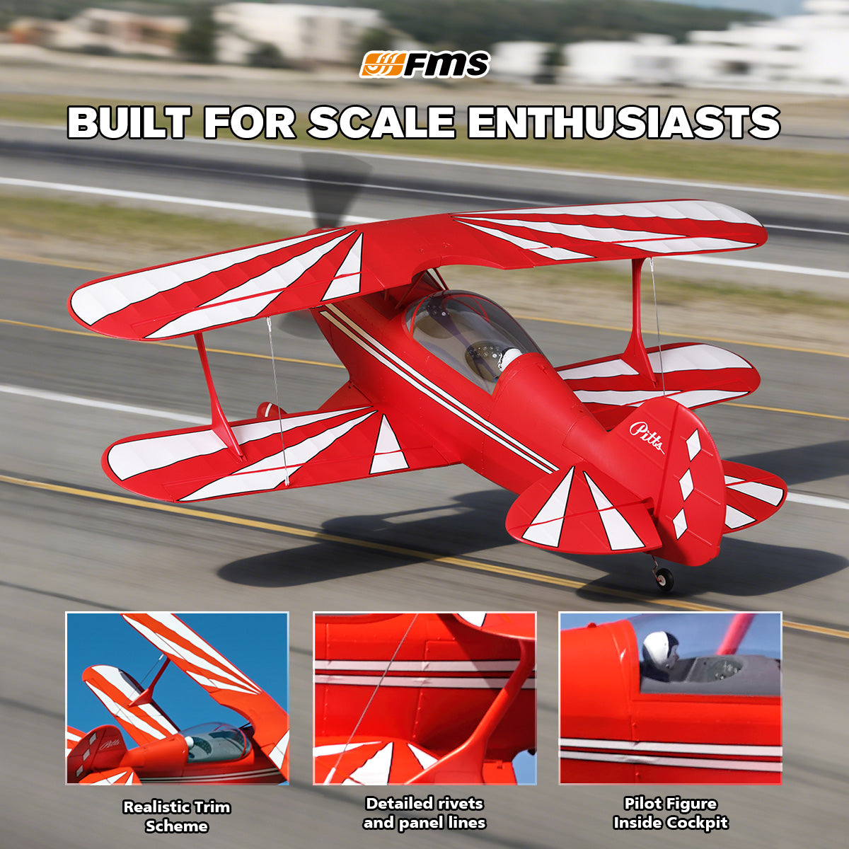 Pitts V2 1400mm PNP | Aerobatic 6S Biplane – FMS Hobby