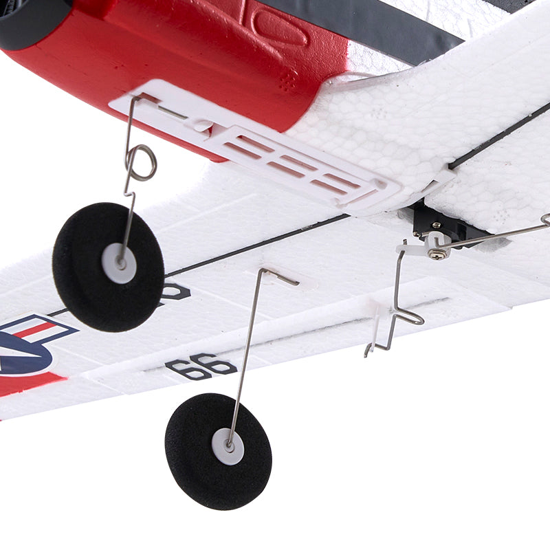 FMS 410mm T-28 Trojan RTF RC plane underside with tricycle landing gear and '66' marking.