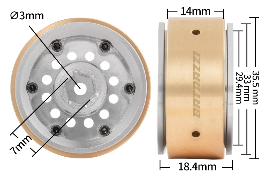 BATRAZZI Aluminum 1.2” Revolver Beadlock Wheels 4pcs (Silver)