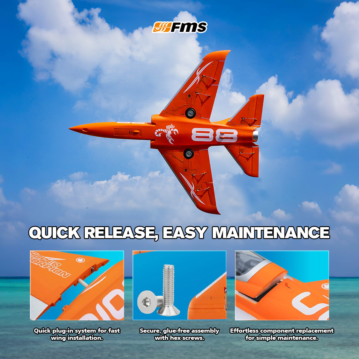 90mm EDF Jet Super Scorpion V2 | 6S & 8S PNP Power – FMS Hobby