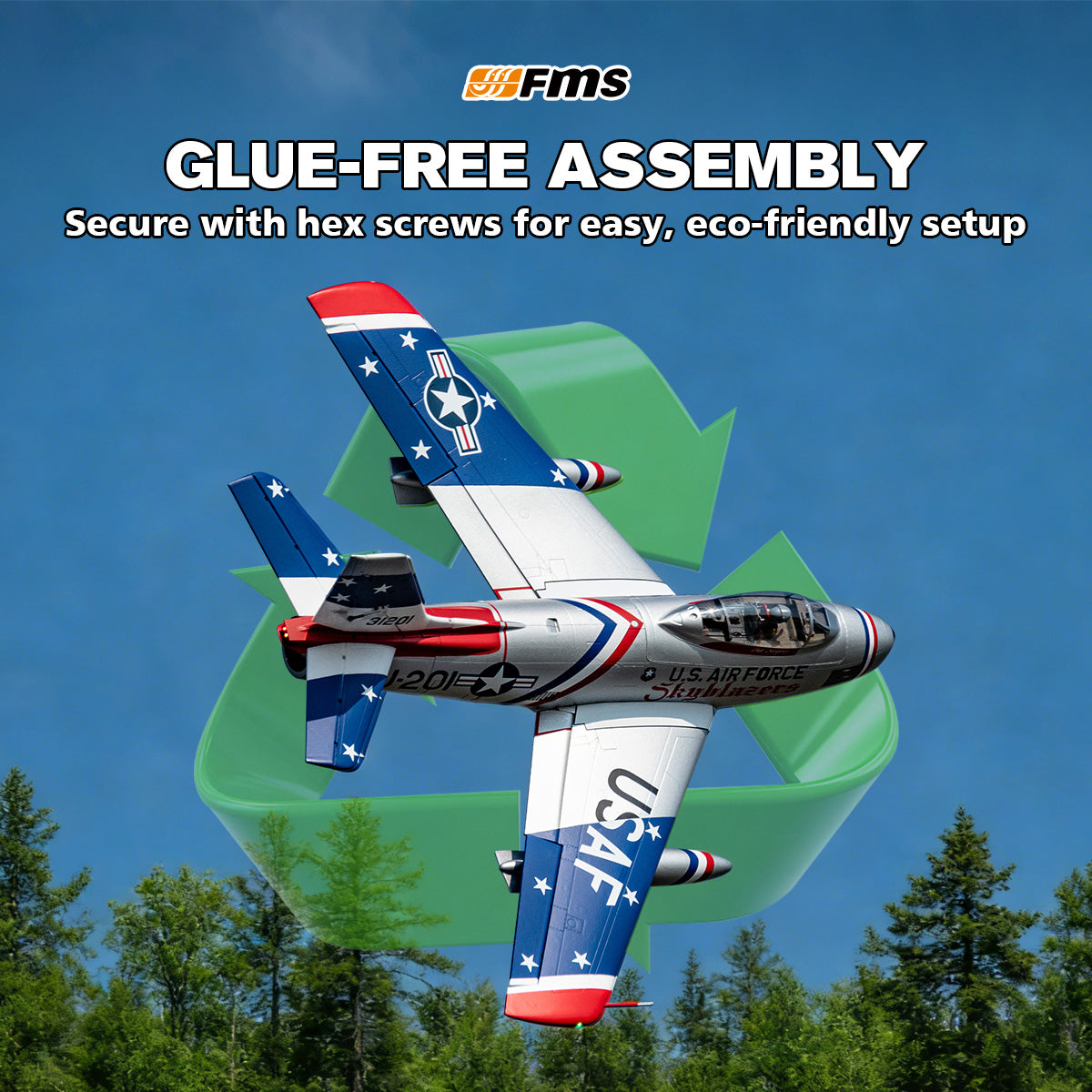 Silver F-86 Sabre 80mm EDF Jet | PNP RC Plane – FMS Hobby