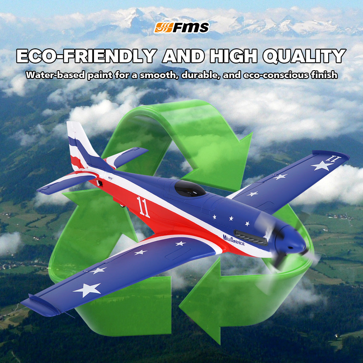 1100mm P-51 Mustang PNP | 4-Blade Prop & Retracts – FMS Hobby