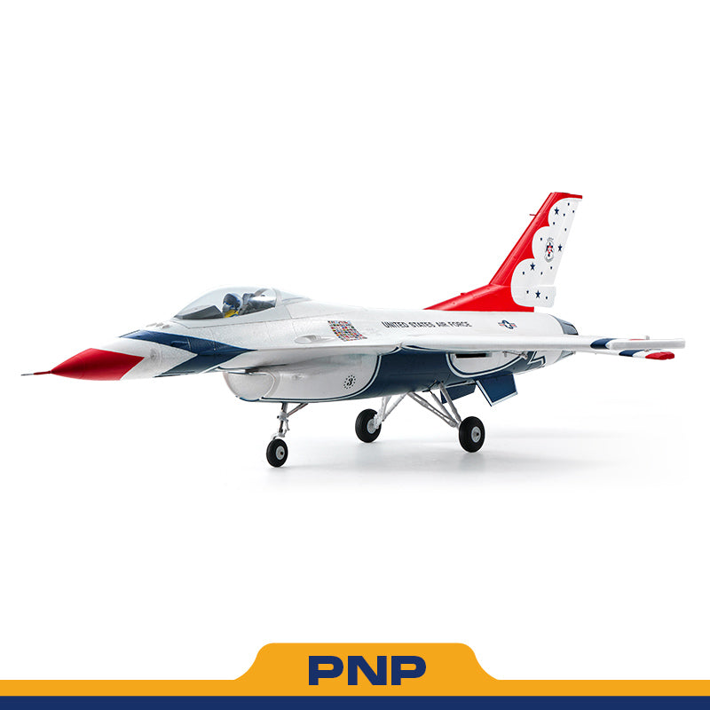 FMS 64mm EDF Jet F-16 Thunderbird model in white with red and blue accents, United States Air Force markings, PNP