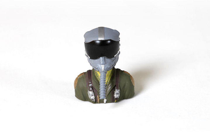 Model pilot bust figure with helmet for RC airplanes