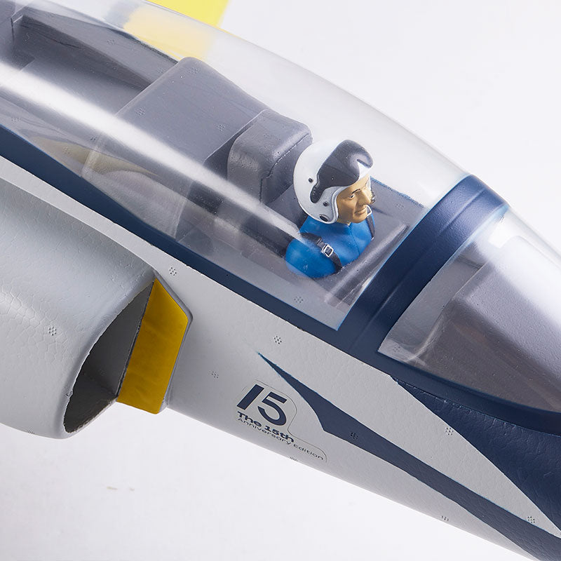FMS 70mm Viper V2 PNP 15th Anniversary Edition RC jet cockpit with pilot figure and '15th Anniversary' decal.