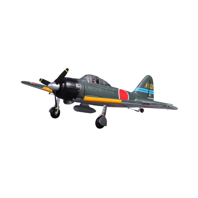 FMS 800mm Zero A6M3 V2 PNP airplane with 'X-133' marking on tail.