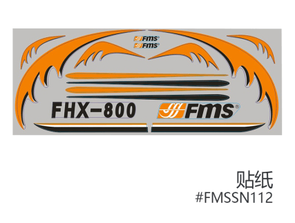 FMS FHX-800 Easy Trainer sticker sheet in orange and black design