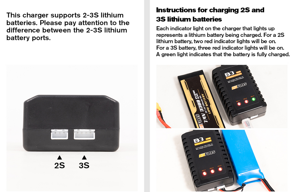 FMS charger and battery setup guide