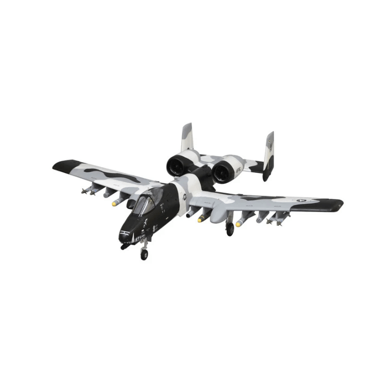 FMS 70mm A-10 Thunderbolt II V2 PNP twin jet model with camouflage livery and missiles.