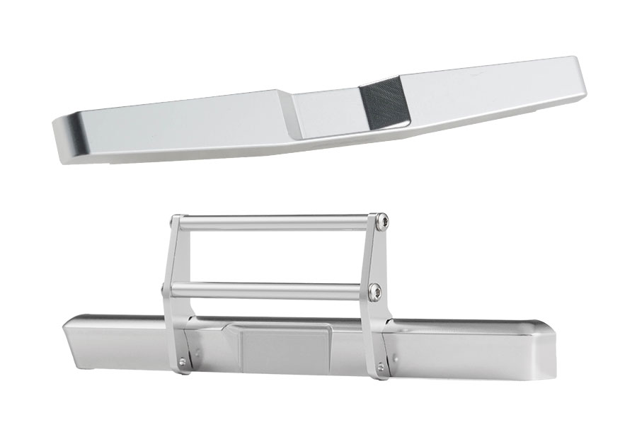 BATRAZZI Aluminum Front & Rear Cowboy Bumper Set for FMS FCX18 II Ford F-100 (Silver / Black)